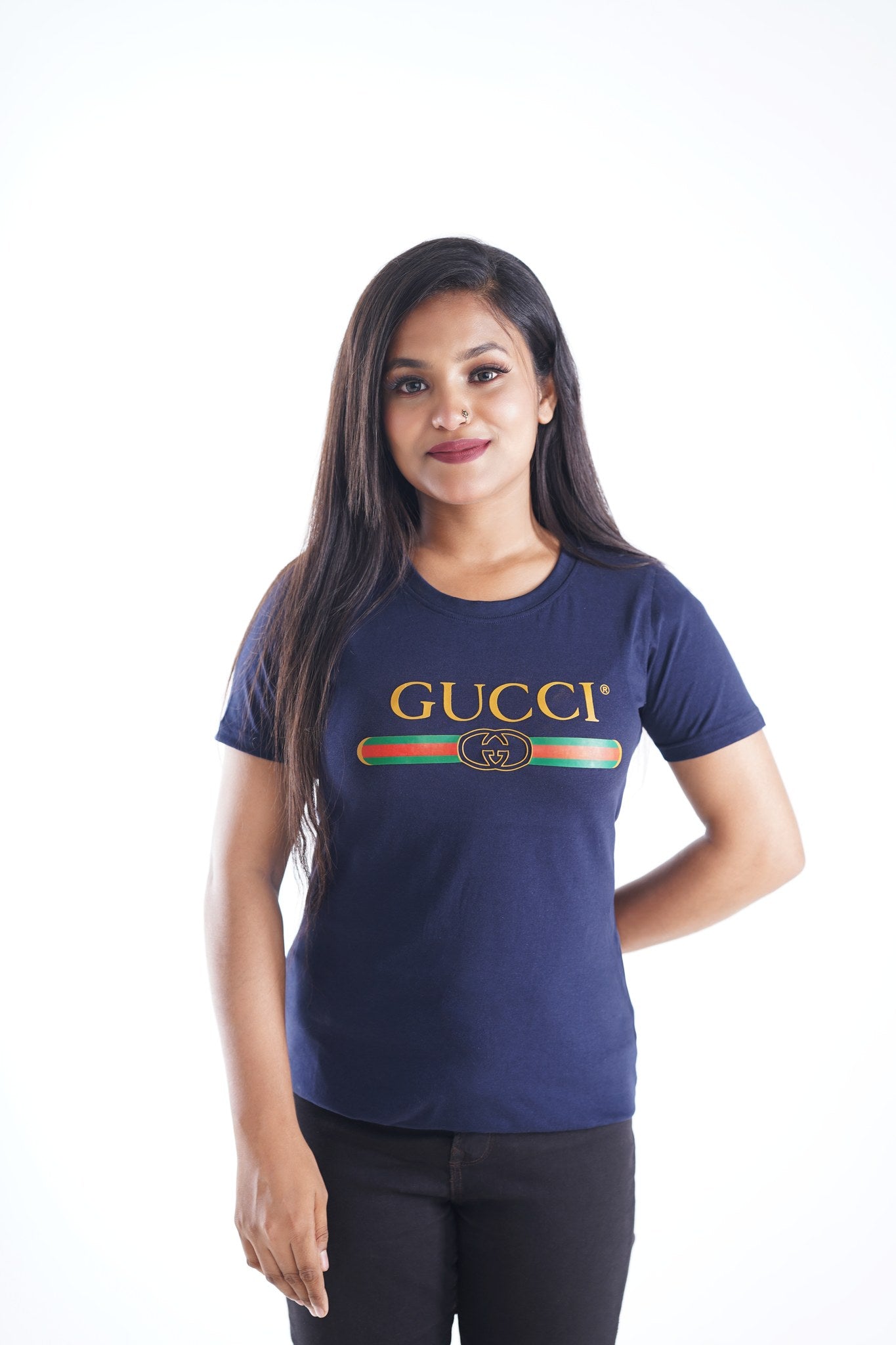 GUCCI Navy Blue Women's T-Shirt.