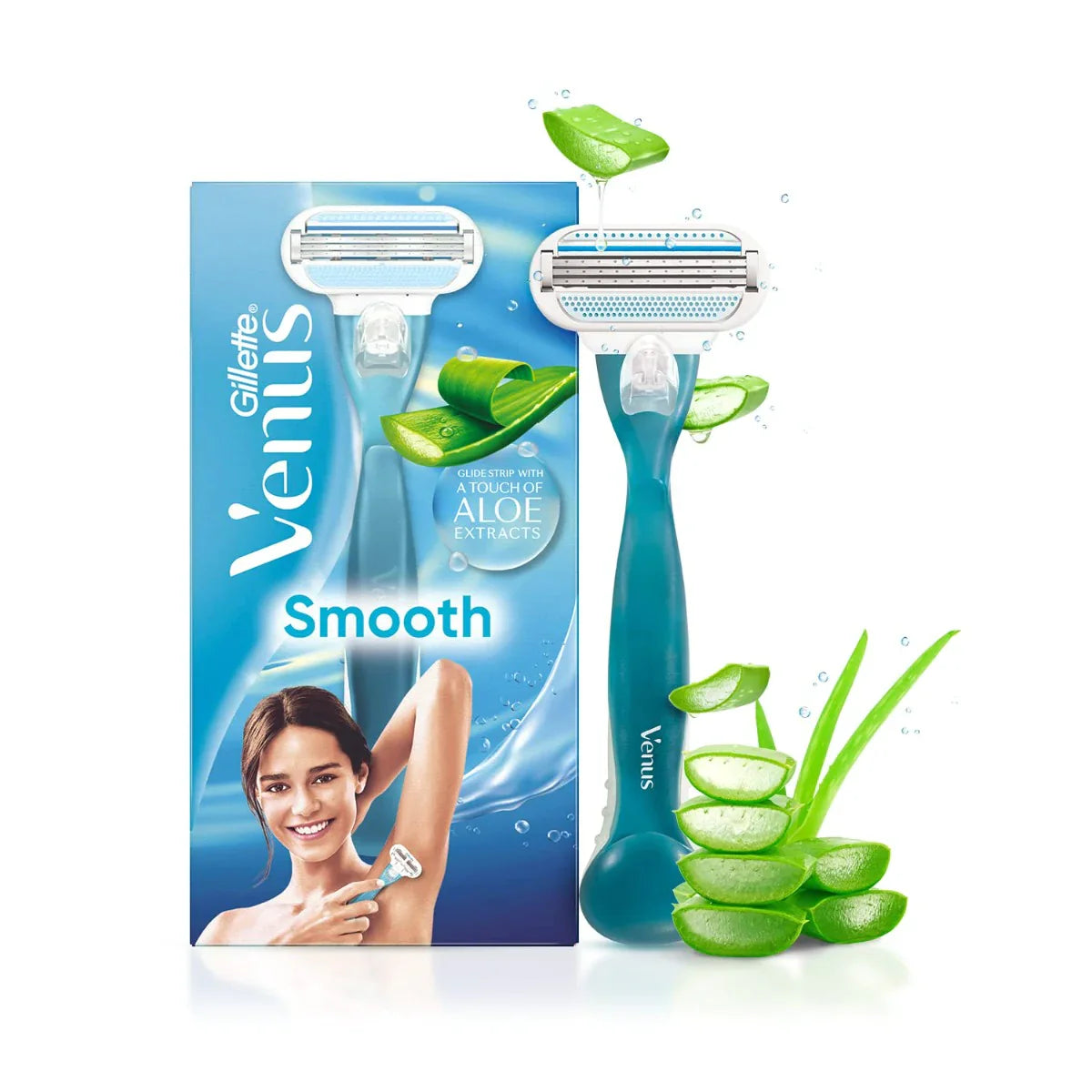 Gillette Venus Smooth Glidestrip Aloe Extracts Razor For Women