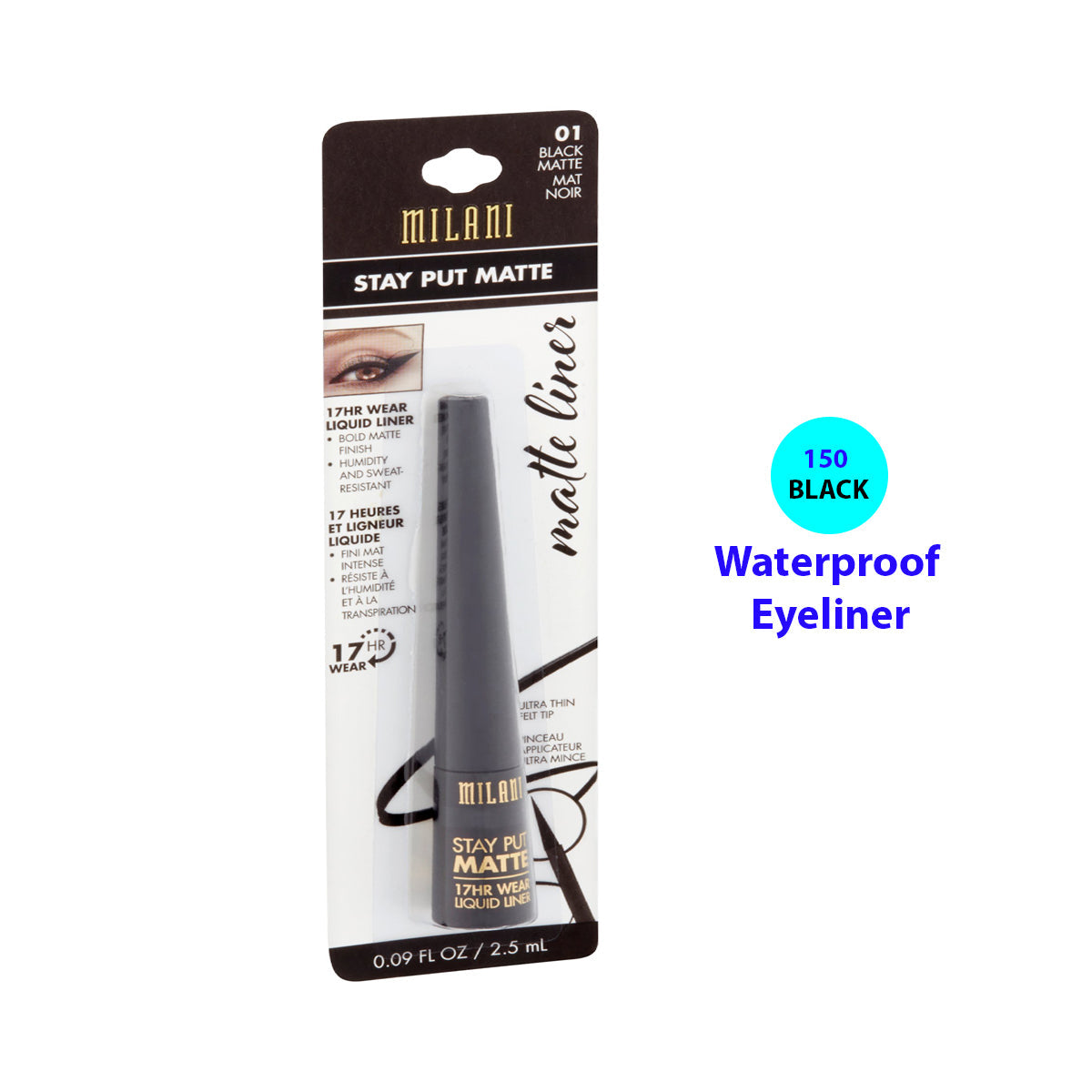 Milani Waterproof Stay Put Matte Liquid Eyeliner - 150 Black