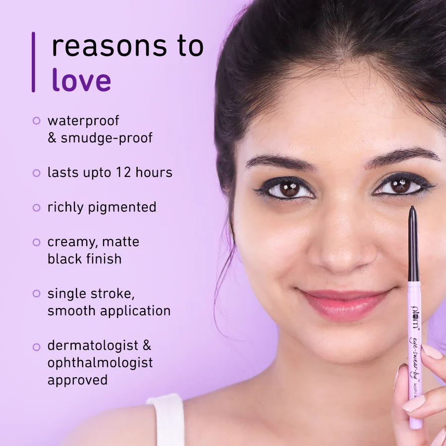 Plum Kohl Kajal Deep Black Creamy Smooth