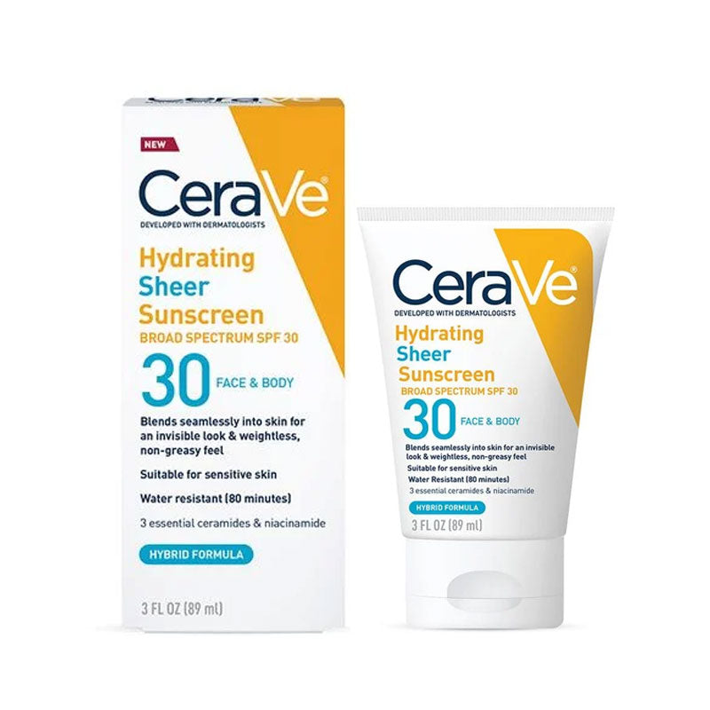 CeraVe Hydrating Sheer Face and Body Sunscreen SPF30 89 ml