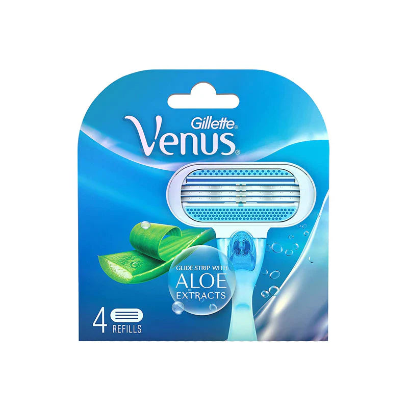 Gillette Venus Smooth Glidestrip Aloe Vera Extracts Razor Blades For Women 4 pcs