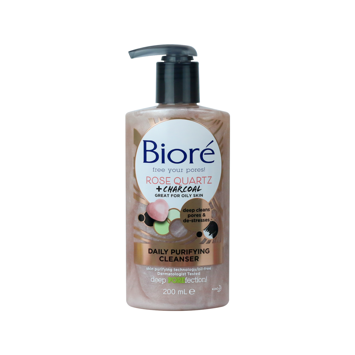 Biore Rose Quartz + Charcoal Daily Purifying Cleanser 200ml