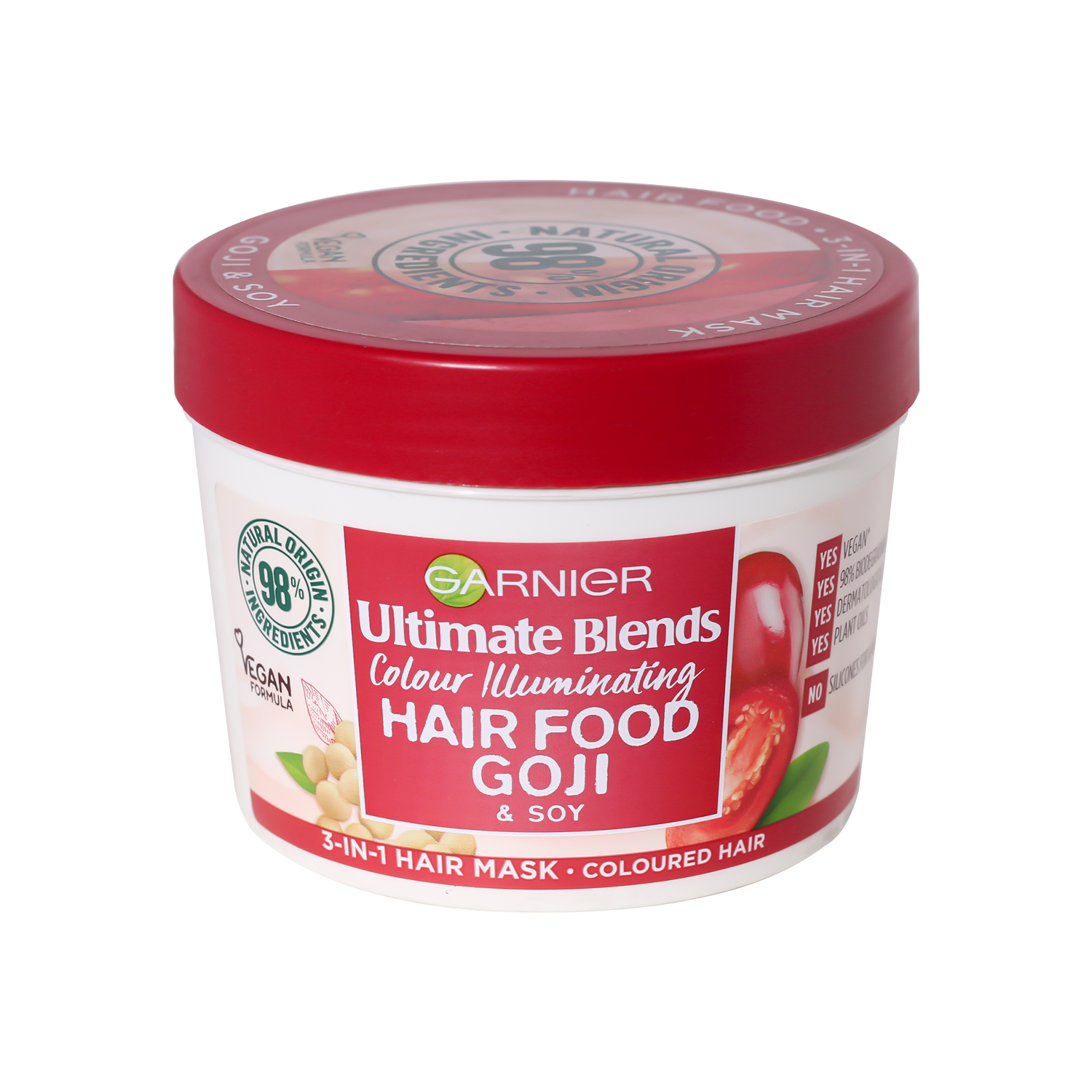 Garnier Ultimate Blends Colour Illuminating Hair Food Goji & Soy 3 In 1 Hair Mask 390ml