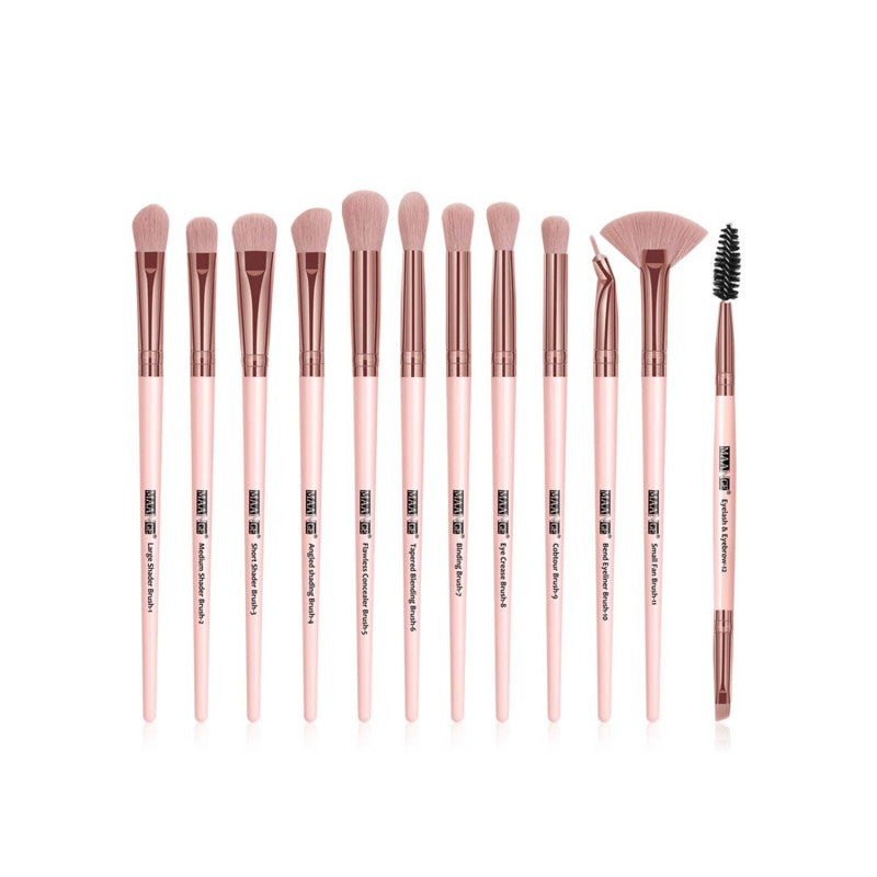 Maange Pink Eye Makeup Brush Set - 12pcs