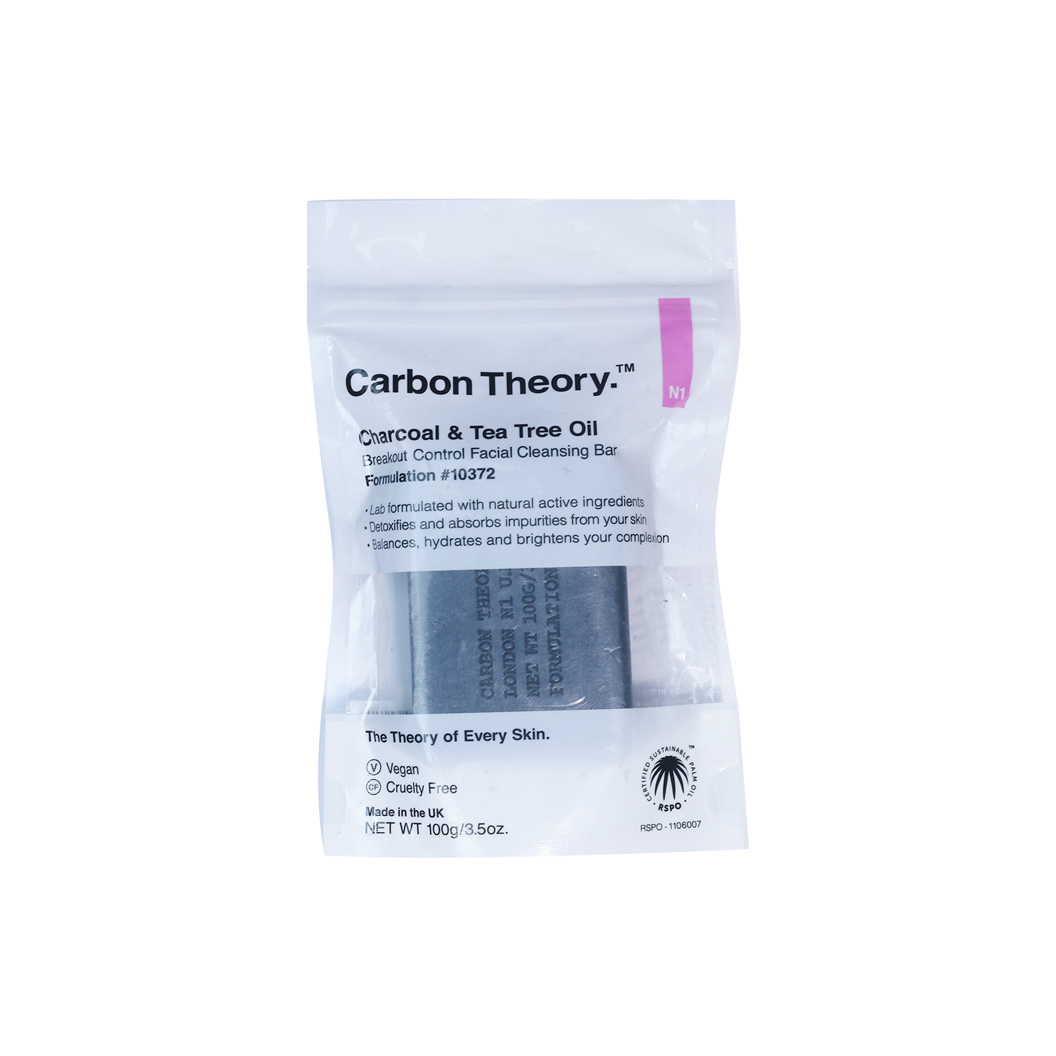 Carbon Theory Charcoal & Tea Tree Oil Facial Cleansing Bar 100g