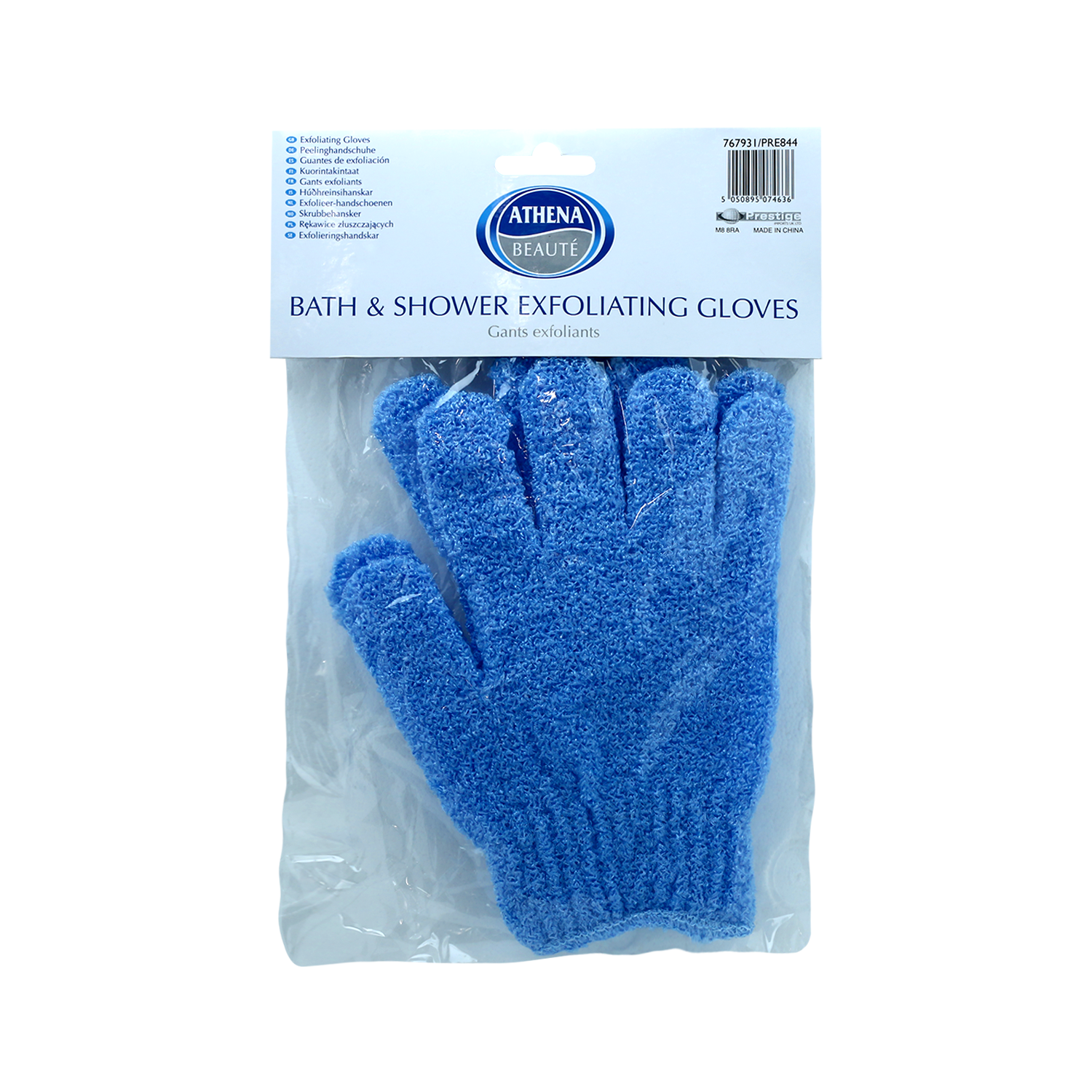 Athena Bath & Shower Exfoliating Gloves- Blue