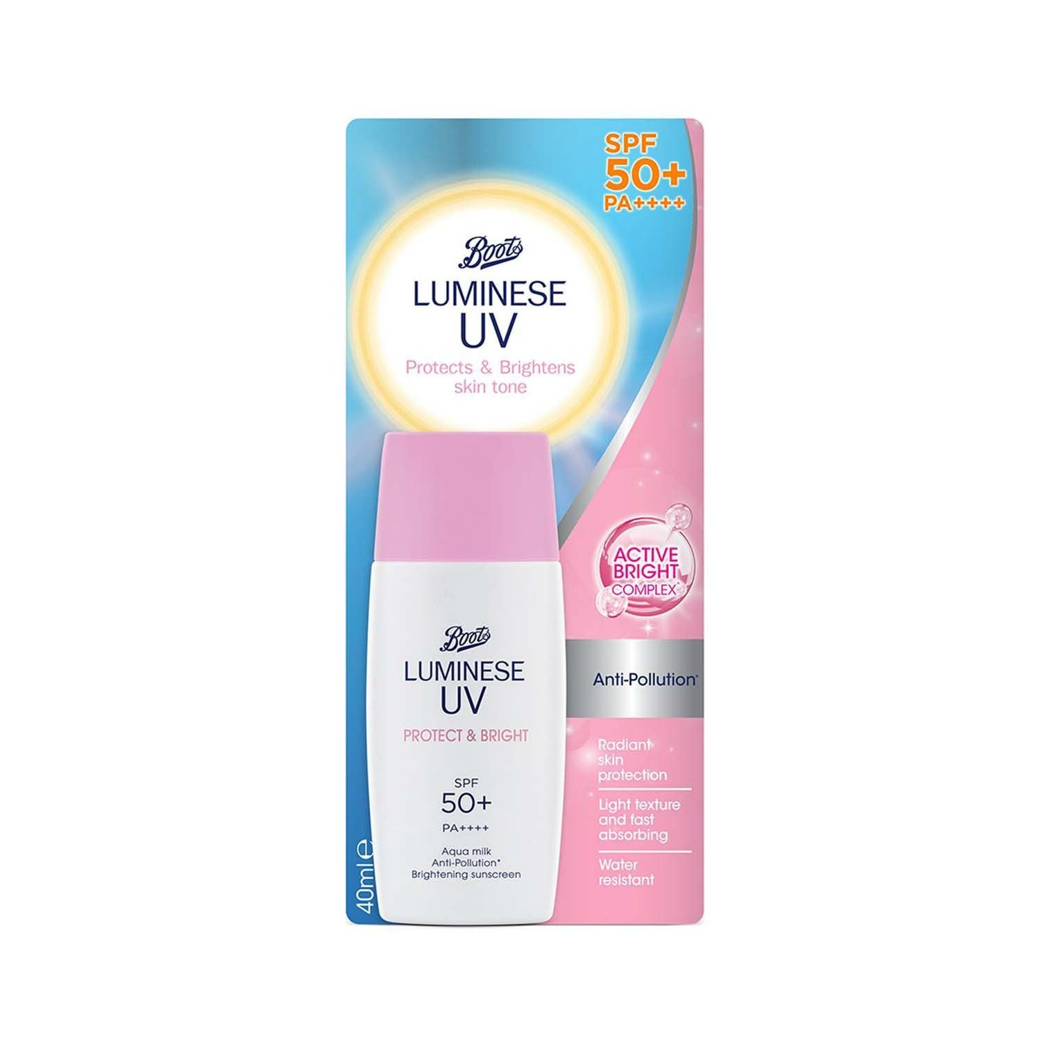 Boots Luminese UV Protect & Bright Sunscreen 50+ 40ml