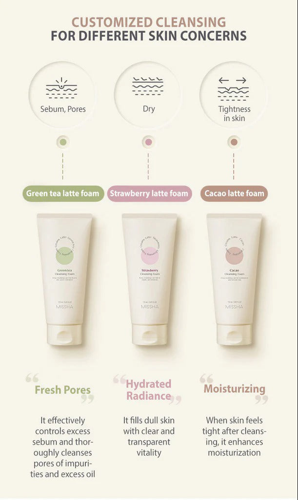 Missha Creamy Latte Cleansing Foam Strawberry] R - 172 ml